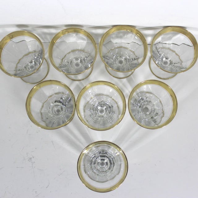 Glass Vintage Minton by Tiffin Franciscan Juice Glasses With Gold Rim- Set of 8 For Sale - Image 7 of 9