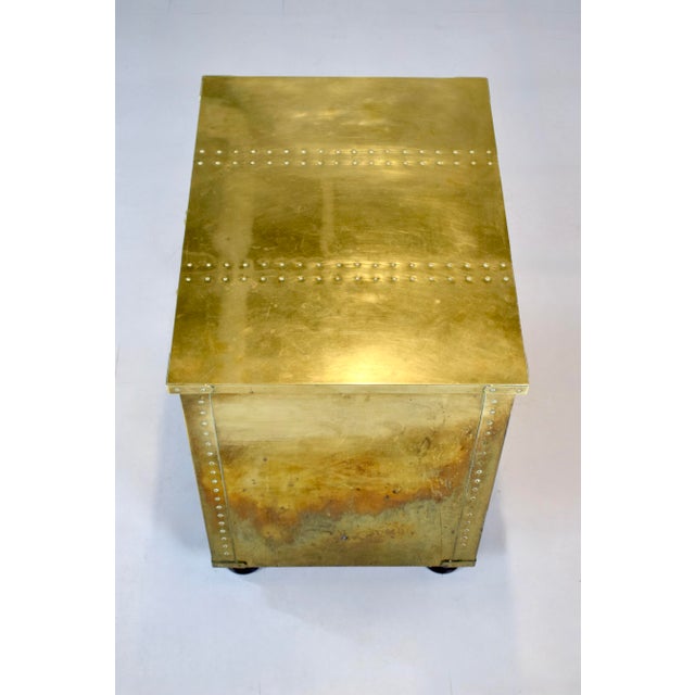 Brass Serried Spain Brass Clad Chest, Nightstand, 1970's For Sale - Image 8 of 14
