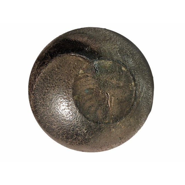 Vintage Metallic Black Iridescent Toned Italian Textured Glass Vase For Sale - Image 6 of 9