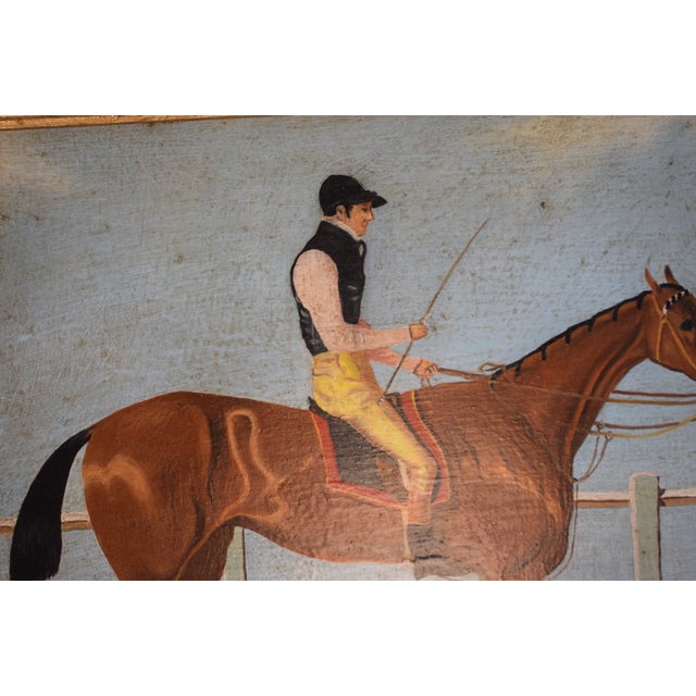Jockey W/ Pink Sleeves Astride Racehorse For Sale - Image 4 of 4