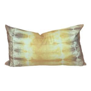 Kevin O'Brien Designer Feather and Down Yellow and Purple Tie-Dye Pillow