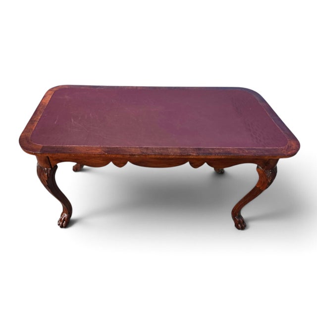 19th Century American Walnut Center/Desk/Parlor Table/New Reddish Brown Leather. For Sale - Image 18 of 18