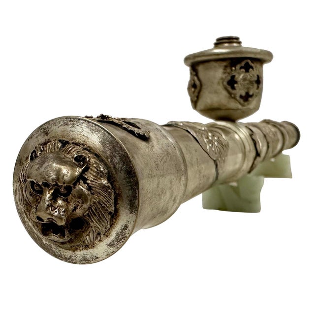 Antique Chinese/Tibetan Silver Smoking Pipe, Late Qing Dynasty, Handcrafted Art For Sale - Image 14 of 14