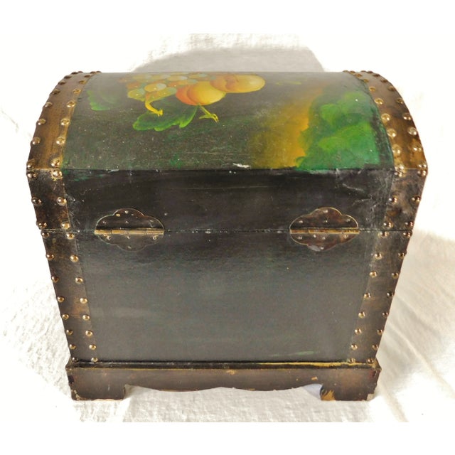 Vintage Hand Painted Wooden Fruits Hope Treasure Chest Trunk Storage Box For Sale - Image 10 of 11