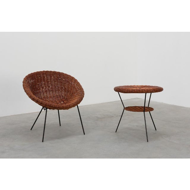 Mid-Century Woven RattanWicker and Iron Basket Chair, Italy, 1960s For Sale - Image 17 of 18