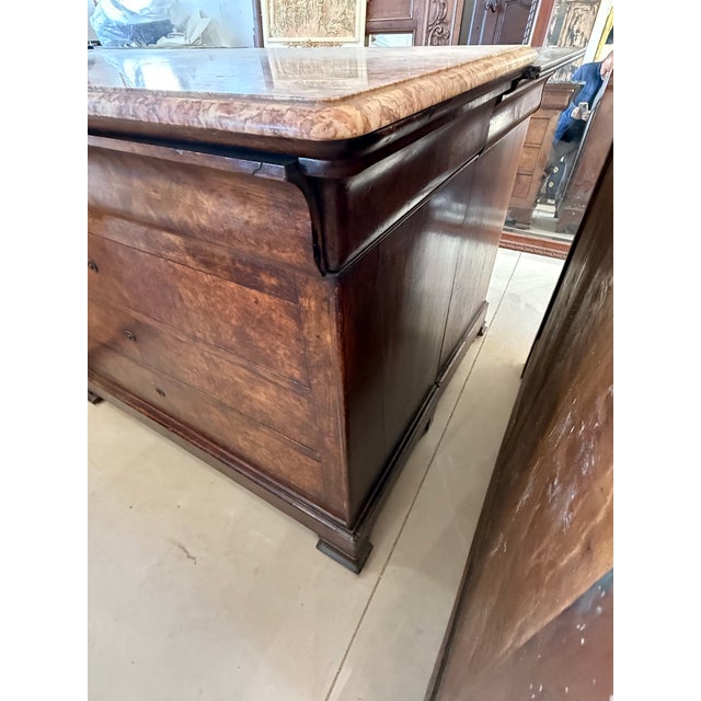 Wood 19th Century Louis Philippe Burl Walnut Marble Top Chest of Drawer / Commodes For Sale - Image 7 of 12