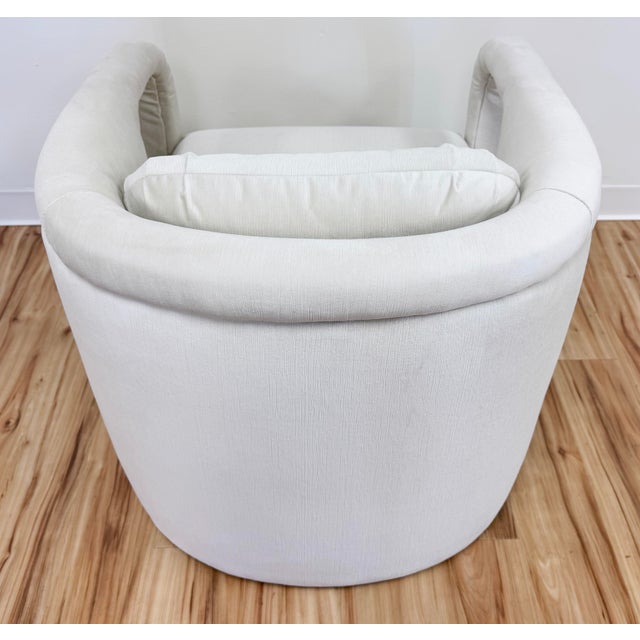 Newly Upholstered Ivory Channeled Velvet Rounded Back Parsons Chair For Sale - Image 9 of 11