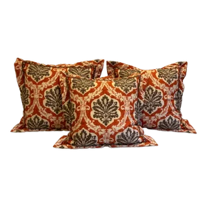 Set of 3 Damask Throw Pillows