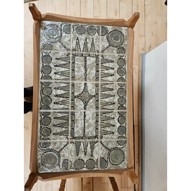 Brown Danish Oak Coffee Table with Ceramic Art Tiles by Henry Kjærnulf for EG Kvalitetsmöbel, 1960s For Sale - Image 8 of 9