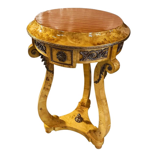 Art Deco Round Side Table Italian Style For Sale