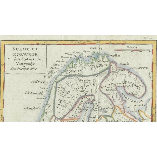 Antique Scandinavian Map of Sweden & Norway from Robert de Vaugondy, 1750s For Sale - Image 4 of 9