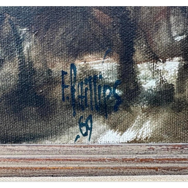 Sky Blue 1960s Spyglass Hill Pebble Beach Coastal Landscape by F. Phillips (1969) Original Oil Painting, Framed For Sale - Image 8 of 12