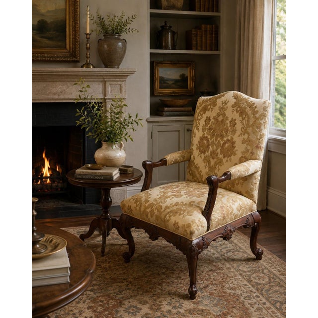 Statesville Chair Company Carved Georgian Upholstered Chair For Sale - Image 12 of 12