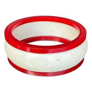 Vintage Red & White Bangle Set For Sale