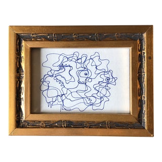 1980’s Contemporary Small Wayne Cunningham Abstract Ink Drawing Framed For Sale