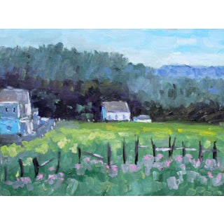 Mendocino Pink Flowers, Impressionist Oil Painting For Sale
