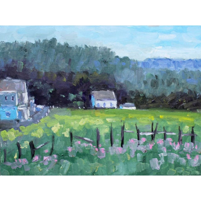 Mendocino Pink Flowers, Impressionist Oil Painting For Sale
