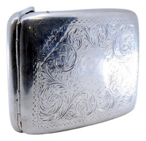 Silver Cigarette Case with Engraved Curved Garlands