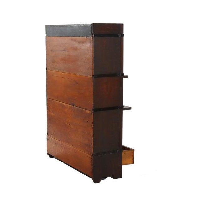 Antique Globe Wernicke Mission Oak 3-Stack, 1-Drawer Barrister Bookcase C1920 For Sale - Image 9 of 10