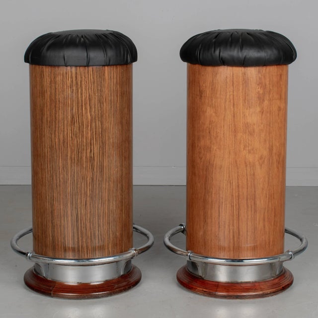 1960s Pair of Italian Art Deco Style Bar Stools For Sale - Image 5 of 8