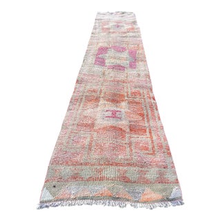 Muted Color Vintage Handmade Herki Runner Rug For Sale
