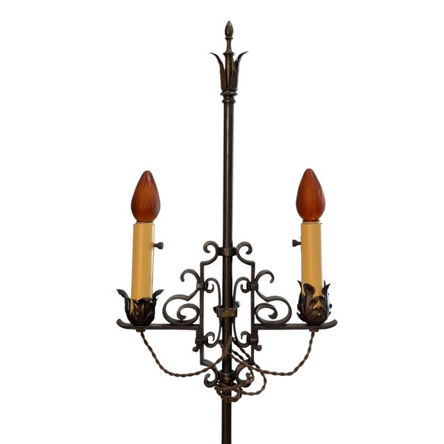 1920s Wrought Iron Spanish Revival Floor Lamp With Adjustable Height For Sale - Image 10 of 10