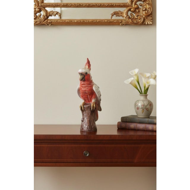 Italian Ceramic Cockatoo / Galah Parrot Sculpture on Stump For Sale In West Palm - Image 6 of 7