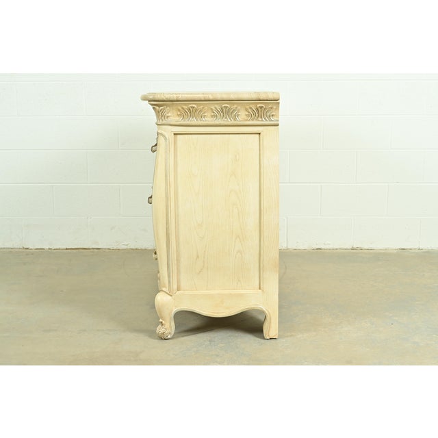 Henredon French Rococo Louis XV Carved Oak and Silver Gilt Marble Top Commode or Chest of Drawers For Sale - Image 14 of 18