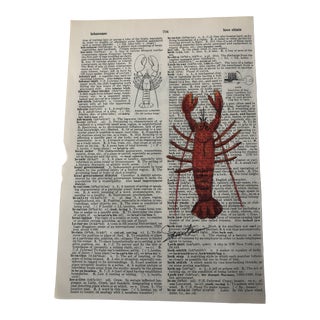 "American Lobster" Contemporary Original Colored Pencil Drawing on a Dictionary Page For Sale