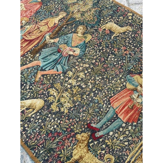 French Aubusson Style Screen Printed Hand Tapestry, 1960s For Sale - Image 17 of 18