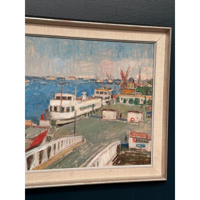 John Hedman, Malmö Harbour, 1960s, Oil Painting on Canvas, Framed For Sale - Image 9 of 15