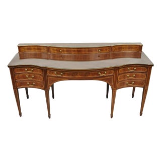 Vintage Hepplewhite Sheraton Mahogany Serpentine Buffet Sideboard Attr. Baker For Sale