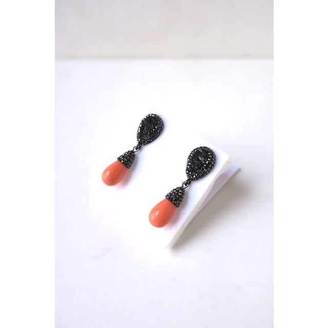 Coral-Esque Dangle Drop Pierced Earrings, Circa Late-20th Century, Pair For Sale - Image 13 of 16