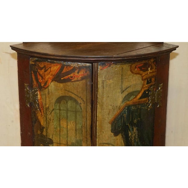 George I Henry VII Polychrome Painted Corner Wall Cabinets, 1700s, Set of 2 For Sale - Image 4 of 18