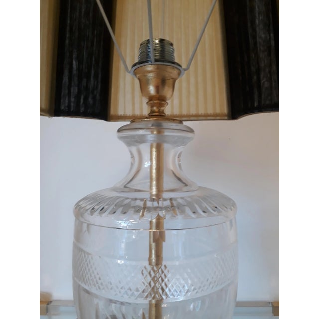 Metal Vintage Crystal Table Lamp with Organza Lampshade For Sale - Image 7 of 9