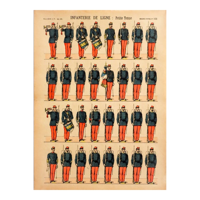 1880s - 1890s French Military Print - Imagerie d'Épinal #108 - Infanterie De Ligne (Petite Tenue) For Sale