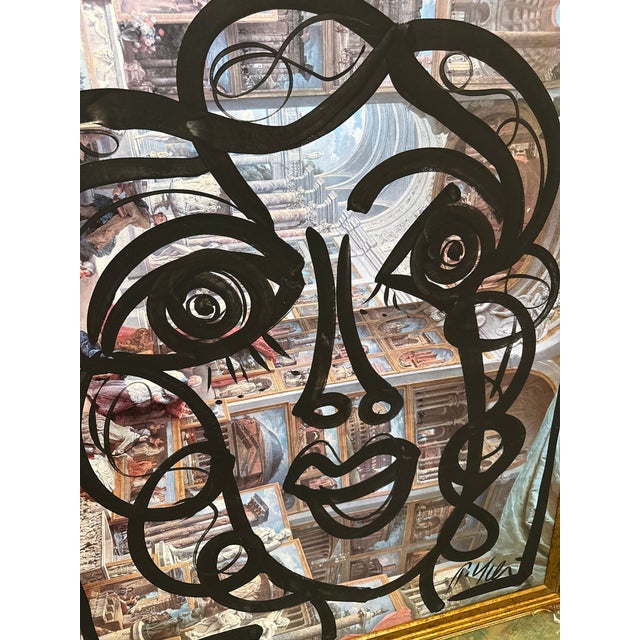 1970s 1970s Peter Keil Large Portraiture Canvas Painting For Sale - Image 5 of 9