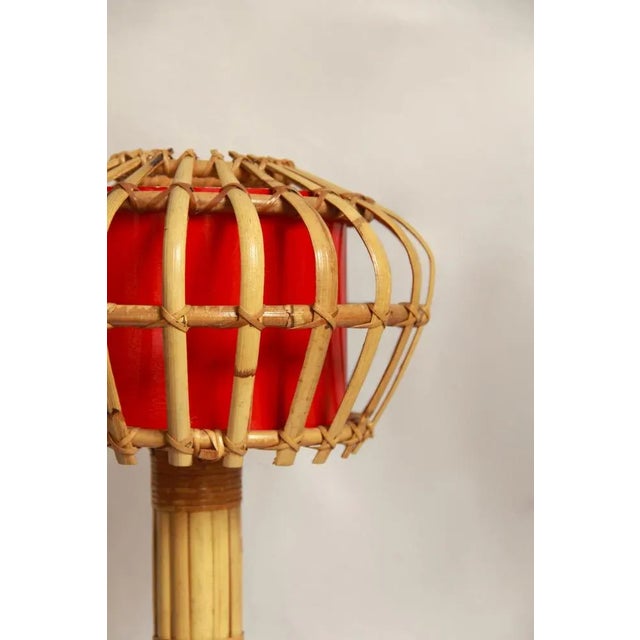 Mid-Century Italian Torcia Table Lamp in Wicker, 1950s For Sale - Image 6 of 9