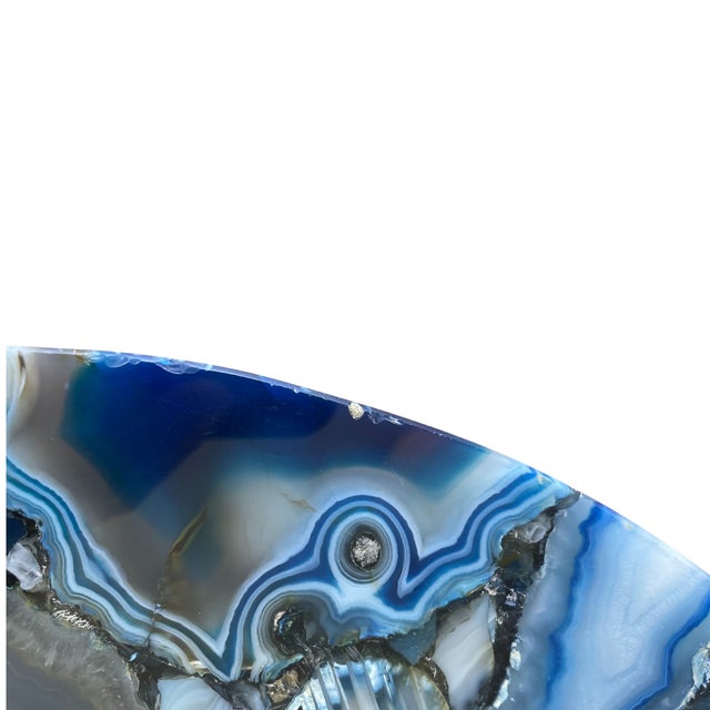 2020s Petite Blue Agate Side Table With Marble Base For Sale - Image 5 of 5