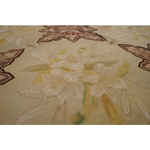 Late 19th Century 1880s Gray Geometric Antique French Needlepoint Rug 7'4" X 12'4" Flatweave Silk Carpet For Sale - Image 5 of 6