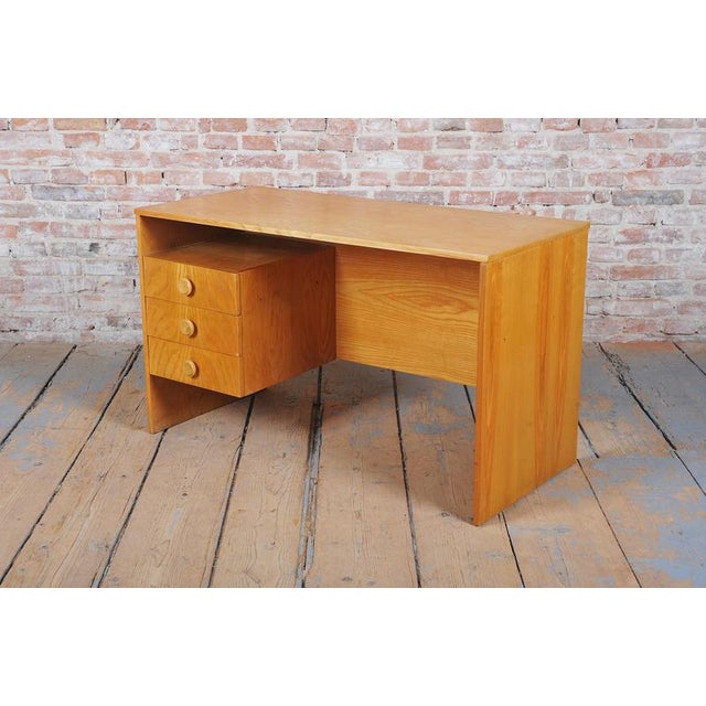 Mid-Century Modern Writing Desk with Oak Veneer, Czech, 1960s For Sale - Image 3 of 11
