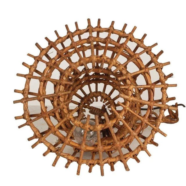 Bamboo & Rattan Chandelier in the style of Louis Sognot, 1960s For Sale - Image 3 of 6