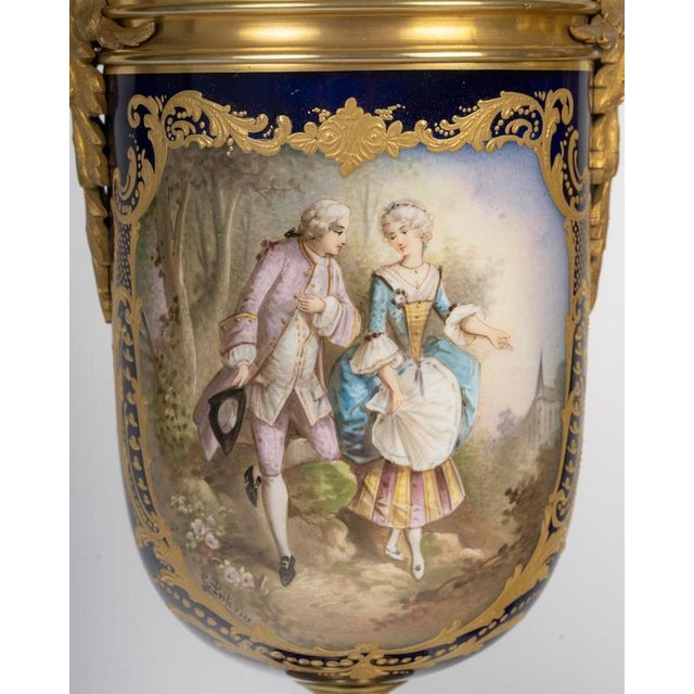 Goldenrod Vases in Enameled and Gilt Porcelain, Set of 2 For Sale - Image 8 of 12