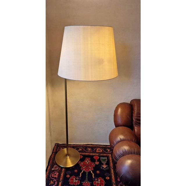 Metal Multi-Adjustable Swing Arm Brass Floor Lamp with Uplight by Walter Von Nessen, USA, 1960s For Sale - Image 7 of 13