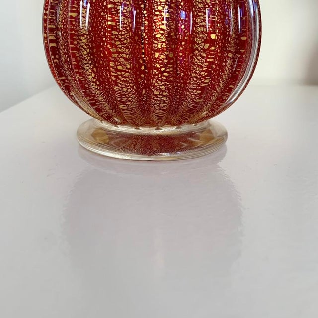 Metal Murano Glass Table Lamps by from Barovier & Toso, Italy, 1940s, Set of 2 For Sale - Image 7 of 15