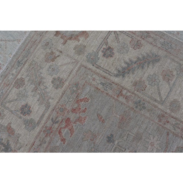 Textile 2020s Modern Tribal Oushak With Muted Background in Wool With All-Over Design For Sale - Image 7 of 12