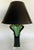 Late 20th Century Late 20th Century Lucite and Table Lamp With Ceramic Leaves Opening From a Black Stem For Sale - Image 5 of 8