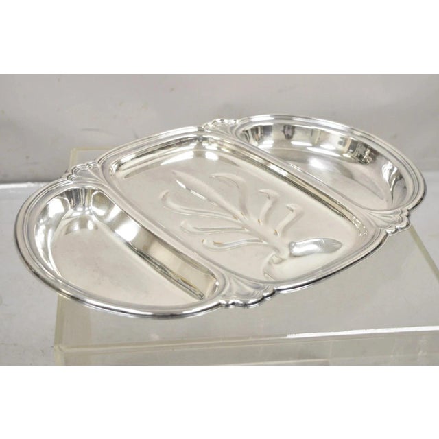 Vintage English Victorian 3 Section Silver Plated Meat Cutlery Serving Platter Tray. Circa Mid 20th Century. Measurements:...