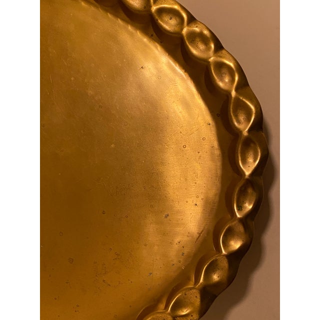 Mid 20th Century Vintage Moorish Style Large Oval Tray in 'Antique Gold" Finish For Sale - Image 5 of 6