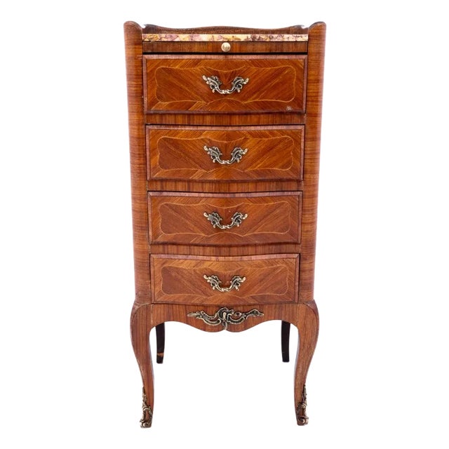 Antique Small Chest of Drawers with Marble Top, France, 1890s For Sale
